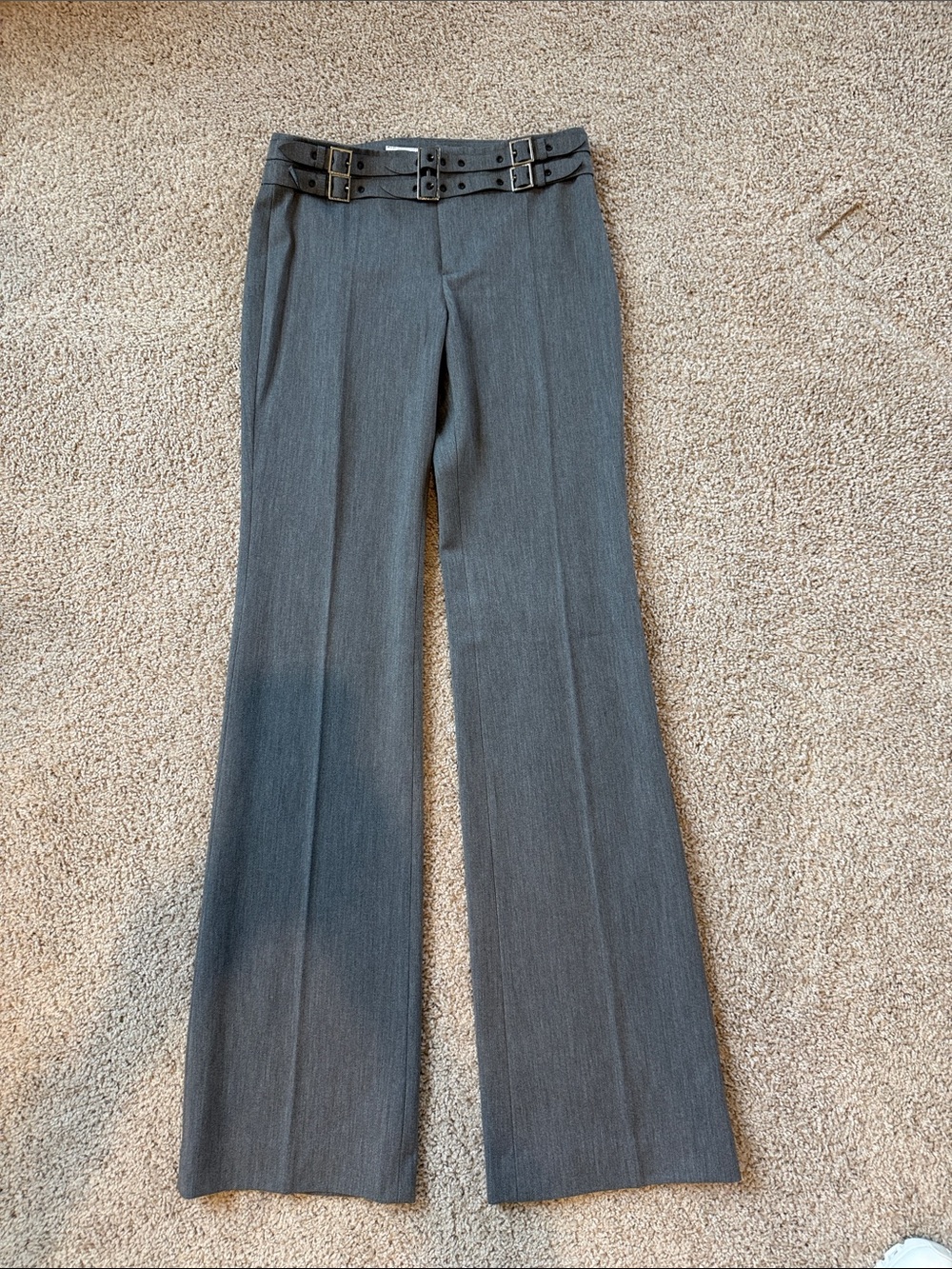 Vertigo Paris Gray Double-Buckle Waist Trousers size 4 amazing pants